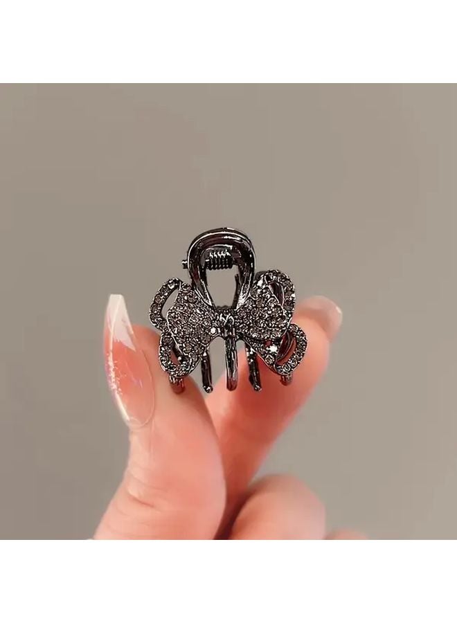 Bow Tie Alloy Butterfly Hair Claw With Rhinestone Bow Detail Sweet Shark Clip For Teens Adults Valentine Gift Single Pack - Image 1